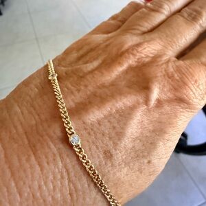Gold over Sterling Silver Anklet with Clear Cubic Zirconoa - Women Jewelry